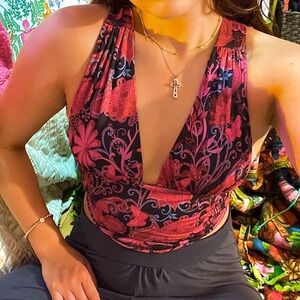 SHEIN Floral halter crop tank